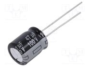 Capacitor: electrolytic; THT; 47uF; 100VDC; Ø10x12.5mm; Pitch: 5mm PANASONIC