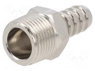 Threaded fitting; connector pipe; nickel plated brass; 10mm PNEUMAT