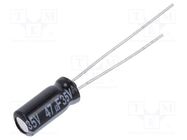 Capacitor: electrolytic; THT; 47uF; 35VDC; Ø5x11mm; Pitch: 2mm; ±20% PANASONIC