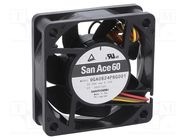 Fan: DC; axial; 24VDC; 60x60x20mm; 52.8m3/h; 43dBA; ball; 6850rpm SANYO DENKI