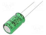 Capacitor: electrolytic; THT; 10uF; 200VDC; Ø10x16mm; ±20%; 1000h SAMWHA