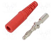 Connector: 4mm banana; plug; 32A; 33VAC; 70VDC; red; non-insulated SCHÜTZINGER