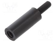 Screwed spacer sleeve; cylindrical; polyamide; M3; M3; 15mm; black 