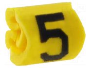 Markers; Marking: 5; 1÷3mm; PVC; yellow; -65÷105°C; leaded; HGDC1-3 HELLERMANNTYTON