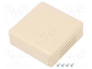 Enclosure: for alarms; X: 71mm; Y: 71mm; Z: 27mm; ABS; ivory 