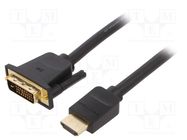 Cable; DVI-D (24+1) plug,HDMI plug; PVC; Len: 5m; black; 30AWG 