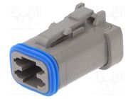 Connector: wire-wire; plug; female; PX0; for cable; PIN: 4; grey 