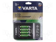 Charger: microprocessor-based; Ni-MH; Size: AA,AAA,R3,R6; Plug: EU VARTA