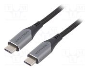 Cable; USB 2.0; USB C plug,both sides; 0.5m; black; 480Mbps; 100W VENTION