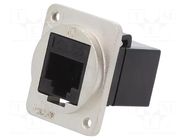 Coupler; FT; Cat: 6; 8p8c; RJ45 socket,both sides; 19x24mm; metal CLIFF