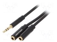Cable; Jack 3.5mm 3pin socket x2,Jack 3.5mm 3pin plug; black VENTION