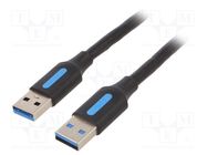 Cable; USB 3.0; USB A plug,both sides; nickel plated; 2m; black VENTION