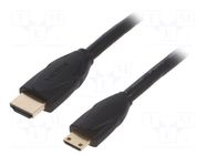 Cable; HDMI plug,mini HDMI plug; PVC; HDMI 2.0; 1m; black VENTION