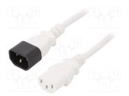 Cable; 3x1mm2; IEC C13 female,IEC C14 male; PVC; 3m; white; 10A 