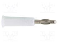 Connector: 4mm banana; plug; 36A; white; nickel plated; on cable DONAU ELEKTRONIK