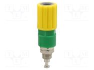 Connector: 4mm banana; socket; 36A; yellow-green; nickel plated DONAU ELEKTRONIK