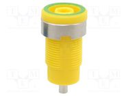 Connector: 4mm banana; socket; 25A; yellow-green; nickel plated DONAU ELEKTRONIK