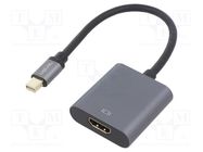 Adapter; DisplayPort 1.2,HDCP 1.3,HDMI 2.0; 0.15m; grey LOGILINK