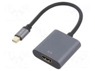 Adapter; HDMI socket,mini DisplayPort plug; 0.15m; grey LOGILINK