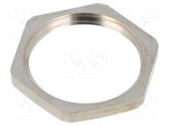 Nut; PG16; brass; Thread: PG; Plating: nickel; -100÷300°C HELLERMANNTYTON