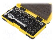 Wrench-set; 6-angles,socket spanner; Chrom-vanadium steel; 1/4" C.K