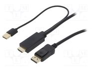 Cable; DisplayPort 1.2,HDCP,HDMI 1.4; 1m; black LOGILINK