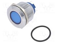 Indicator: LED; flat; blue; 24VDC; 24VAC; Ø22mm; brass; Body: silver NINIGI