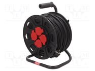 Extension lead; 3x1.5mm2; reel; Sockets: 4; rubber; black; 50m; 10A JONEX