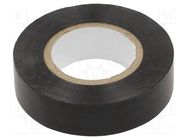 Tape: electrical insulating; W: 19mm; L: 20m; Thk: 0.13mm; black 