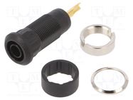 Connector: 2mm banana; socket; Overall len: 29mm; black; soldered STÄUBLI