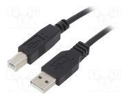 Cable; USB 2.0; USB A plug,USB B plug; nickel plated; 0.91m Qualtek Electronics