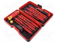 Kit: screwdrivers; insulated; 1kVAC; plastic box; 14pcs. FELO