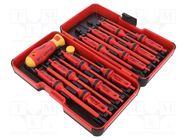 Kit: screwdrivers; insulated; 1kVAC; plastic box; 14pcs. FELO