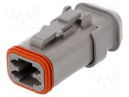 Connector: wire-wire; plug; female; DT; for cable; PIN: 4; grey; IP68 DEUTSCH