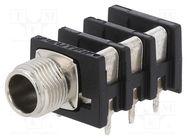 Connector: Jack 6,3mm; socket; female; ways: 3; angled 90°; THT NEUTRIK