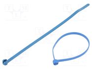 Cable tie; with metal; L: 186mm; W: 4.6mm; polyamide; 200N; blue 