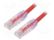 Patch cord; TX6A™ 10Gig,U/UTP; 6a; wire; Cu; PVC; red; 2m; 24AWG PANDUIT