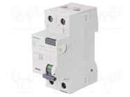 RCD breaker; Inom: 25A; Ires: 30mA; Poles: 1+N; 230/400VAC; IP20 SIEMENS