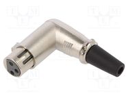 Connector: XLR; plug; female; PIN: 3; angled 90°; for cable; silver CLIFF