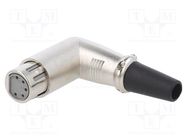 Connector: XLR; plug; female; PIN: 5; angled 90°; for cable; silver CLIFF