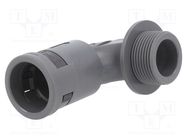 90° angled connector; Thread: metric,outside; polyamide 6; grey 