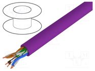 Wire; U/UTP; 4x2x23AWG; 6; wire; Cu; LSZH; violet; 500m; Øcable: 6.3mm DIGITUS