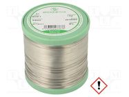 Tin; lead free; Sn99,3Cu0,7; 0.8mm; 1kg; reel; 220°C; Flux: SW26 BROQUETAS