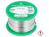 Tin; lead free; Sn97Cu3; 1mm; 100g; reel; 230°C; Flux: SW26 BROQUETAS