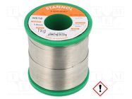 Tin; lead free; Sn99,3Cu0,7; 1mm; 1kg; reel; 227°C; Flux cont: 2.5% STANNOL