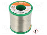 Tin; lead free; Sn99,3Cu0,7; 1.5mm; 1kg; reel; 227°C; Flux: SW26 