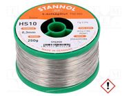 Tin; lead free; Sn96Ag3Cu1; 0.3mm; 0.25kg; reel; 217÷220°C; HS10 STANNOL