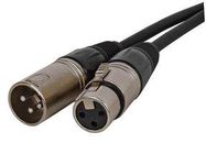 CABLE, 3 POS XLR PLUG-JACK, 30FT, BLACK