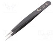 Tweezers; Blade tip shape: sharp; Tweezers len: 110mm; ESD 