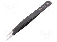 Tweezers; Blade tip shape: sharp; Tweezers len: 120mm; ESD 